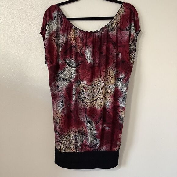 Judith Y2K Whimsigoth Witchy Fairy Grunge Paisley Milkmaid Blouse 1X - Picture 8 of 12